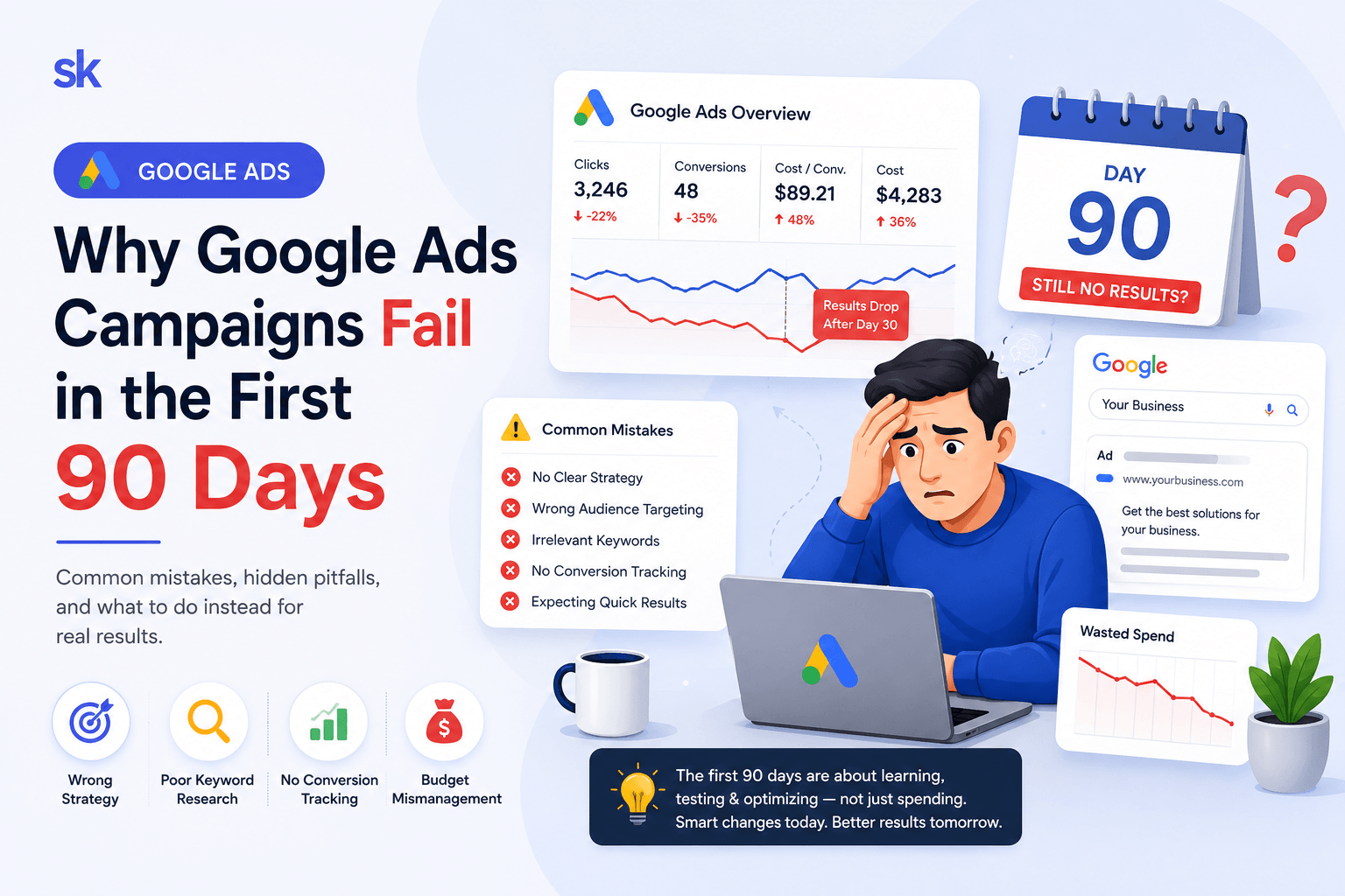 Why Most Google Ads Campaigns Fail in the First 90 Days (And How to Fix Them)
